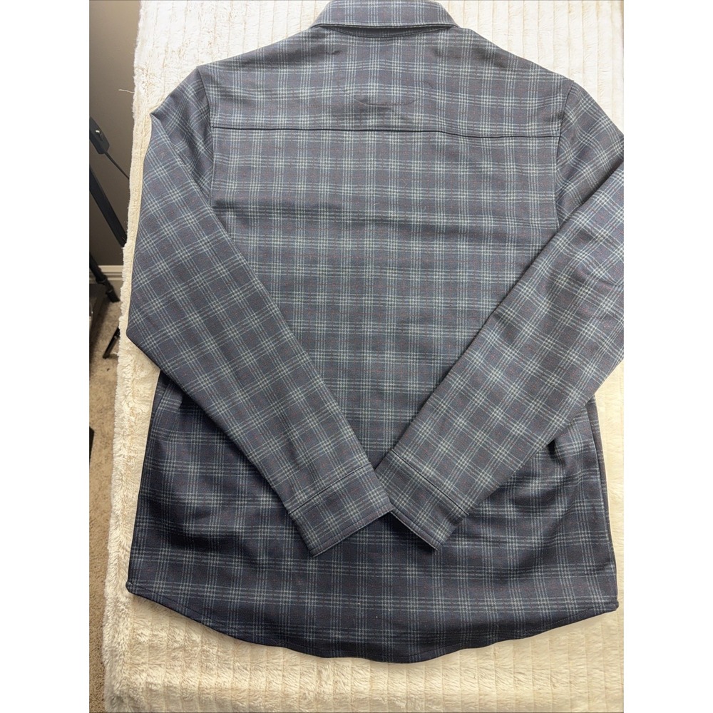 Age of Wisdom Flannel Shirt‎ Men Med Blue Plaid Flap Pocket Metal Button Shacket - Picture 12 of 12